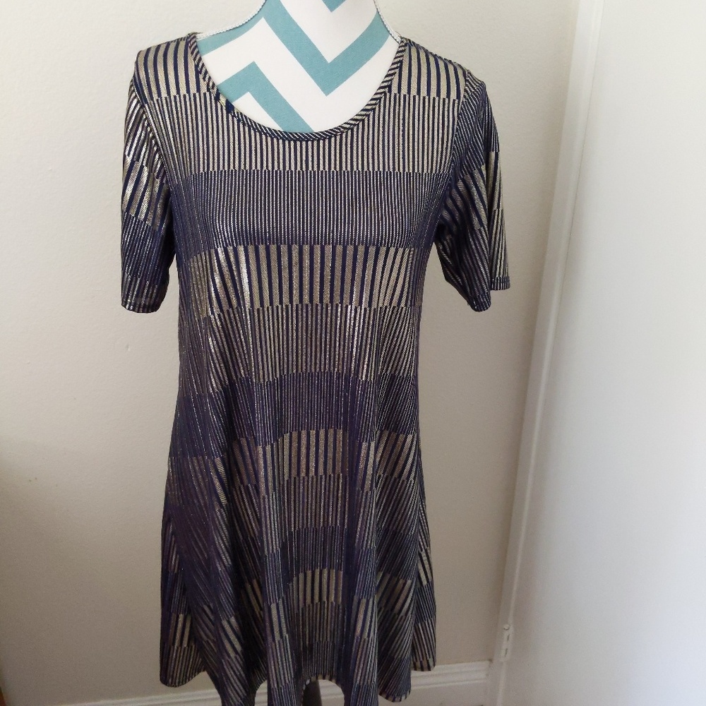 Blue and gold dress with short sleeves NWOT